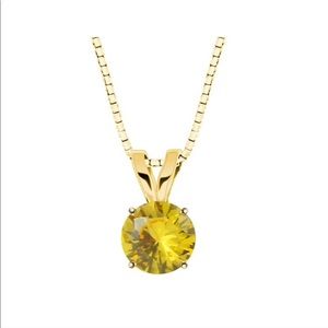 10k Gold Yellow Sapphire Solitaire Necklace